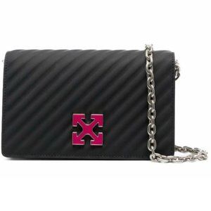 NEW Off-White Virgil Abloh Black Jitney 0.5 Arrow Logo Leather Crossbody Bag